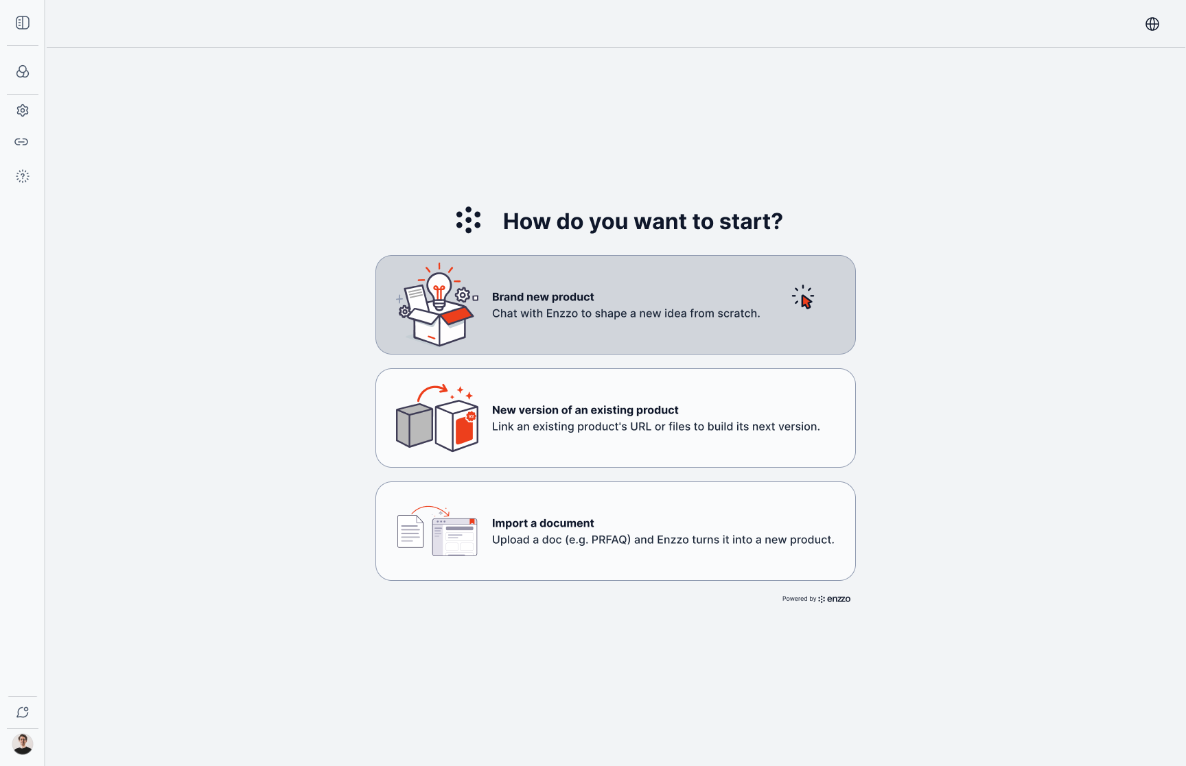 Library → choose Quick Setup → how to start → privacy → conversation → sketch generated inline → finished single-page workspace.