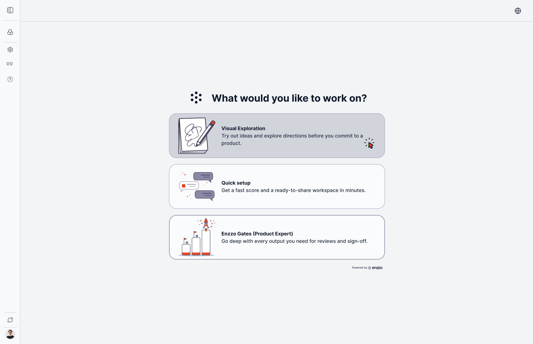 Library → choose Visual Exploration → explain the idea → concepts generated on canvas → tagged result in the library.