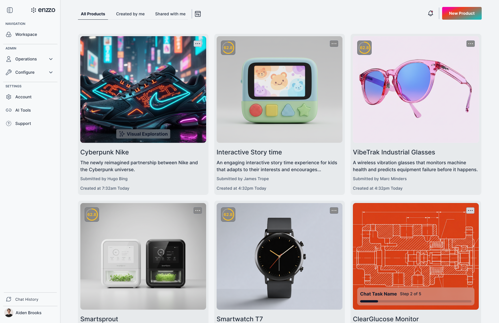 Library → choose Visual Exploration → explain the idea → concepts generated on canvas → tagged result in the library.